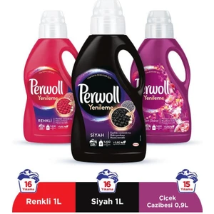 Hassas Bakım Sıvı Çamaşır Deterjanı (47 Yıkama) 2 x 1L Renkli + Siyah + 0,9L Çiçek Cazibesi