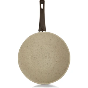 Profuse Yanmaz Yapışmaz Wok Tava - 28CM - İndüksiyon - Krem Rengi