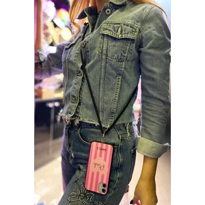Tüm Kılıflara Uyumlu Siyah Trend Telefon Boyun Askısı Charmı