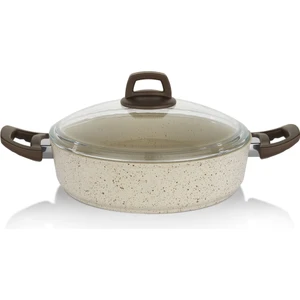 Profuse Yanmaz Yapışmaz basık Tencere - 28CM - İndüdksiyon -Krem