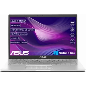 X415E İntel Core i5 1135G7 8 GB 512 GB SSD + 32 GB Optane 14" FHD Windows 11 X415EA-EK663W