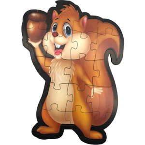 Farbu Oyuncak Ahşap Sincap Puzzle 18 Parça Arka Yüzü Hikayeli Yapboz