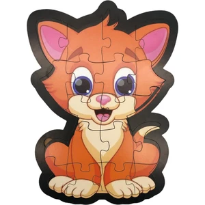 Farbu Oyuncak Ahşap Kedi Puzzle 19 Parça Arka Yüzü Hikayeli Yapboz