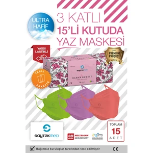 Saytekmed Bahar Buketi Maske, Meltblown Filtre, Özel Tasarım ve Renkler (1 Kutu/15 Adet)