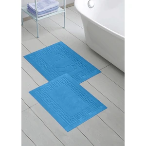 2'li 50 x 70 cm Ayak Izli / Düz  Banyo Paspas Havlu Seti