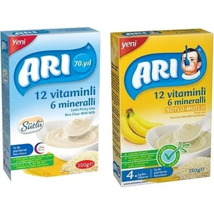 Arı Mama Arı Mama 12 Vitaminli 6 Mineralli Sütlü Muzlu + Sütlü Pirinç Unu 250 gr