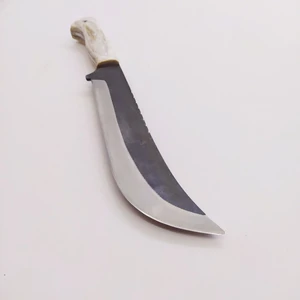 El Yapımı -Kamp Bıçağı Geyik Boynuzu Kabzeli Paslanmaz Av Bıçağı Deri Kılıflı