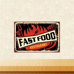 Fast Food 20-30 cm Retro Ahşap Poster TKFX4046