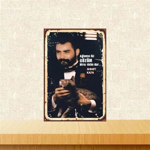 Ağlama Iki Gözüm Ahmet Kaya 20-30 cm Retro Ahşap Poster