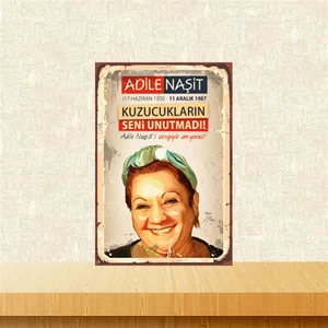 Adile Naşit Kuzucukların Seni Unutmadı 20-30 cm Retro Ahşap Tablo TKFX4892