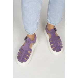 Rosa Kadın Deri Tokalı Mor Sandalet