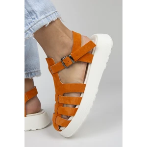 Rosa Kadın Deri Tokalı Turuncu Sandalet