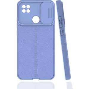 Case 4U Xiaomi Redmi 9c Kılıf Sürgülü Niss Slide Kamera Korumalı Deri Görünümlü Leke Tutmaz Lüks Silikon Lila