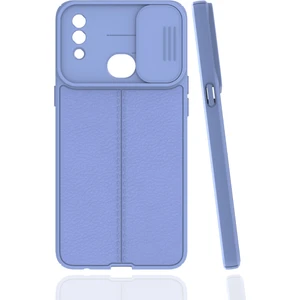 Case 4U A10s Uyumlu Kılıf Sürgülü Niss Slide Kamera Korumalı Deri Görünümlü Leke Tutmaz Lüks Silikon Lila