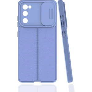 Case 4U S20 Fe Uyumlu Kılıf Sürgülü Niss Slide Kamera Korumalı Deri Görünümlü Leke Tutmaz Lüks Silikon Lila