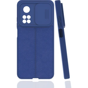 Case 4U Xiaomi Mi 10T / Mi 10T Pro Kılıf Sürgülü Niss Slide Kamera Korumalı Deri Görünümlü Leke Tutmaz Lüks Silikon Lacivert