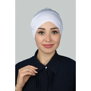 Çapraz Dış Tesettür Bonesi Penye - Beyaz