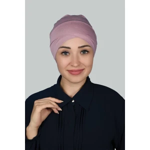 Çapraz Dış Tesettür Bonesi Penye - Koyu Pembe