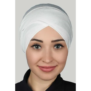 Çapraz Dış Tesettür Bonesi Penye - Ekru