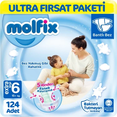 Molfix Bebek Bezi 6 Beden Ultra Fırsat Paketi 62X2 124