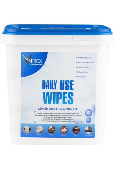 Vebox Daily Use Wet Wipes Günlük Kullanım Mendilleri 250 Adet