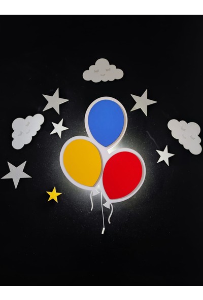 Dora Home Dorahome Dekoratif 3 Balon Model Ahşap Gece Lambası Ledli
