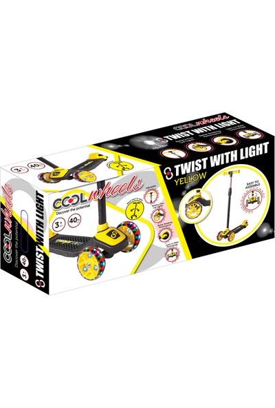 Cool Wheels Twist LED Işıklı 3 Tekerlekli Yükseklik Ayarlı Scooter - Sarı