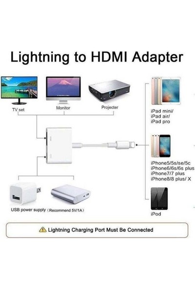Mobitell Iphone ve Ipad Için HDMI Kablosu Lightning Dijital Av Adaptörü
