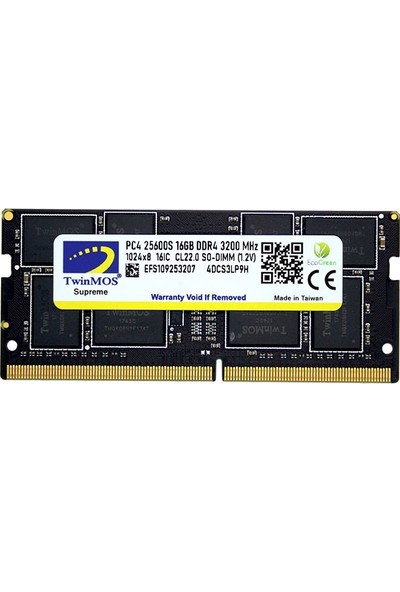 Twınmos 16GB 3200MHZ DDR4 MDD416GB3200N Notebook RAM