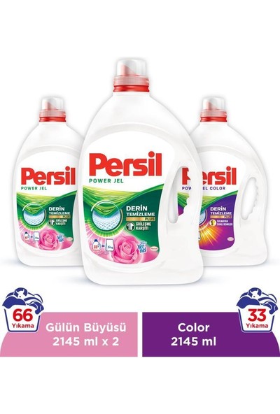 Persil Sıvı Çamaşır Deterjanı 3 x 2145ml (99 Yıkama) 2 Gülün Büyüsü + 1 Color
