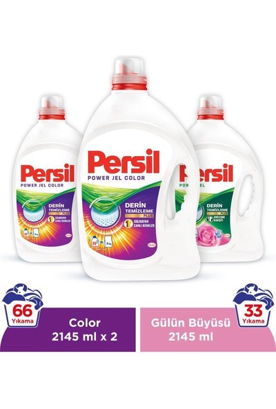 Persil Sıvı Çamaşır Deterjanı 3 x 2145ml (99 Yıkama) 1 Gülün Büyüsü + 2 Color