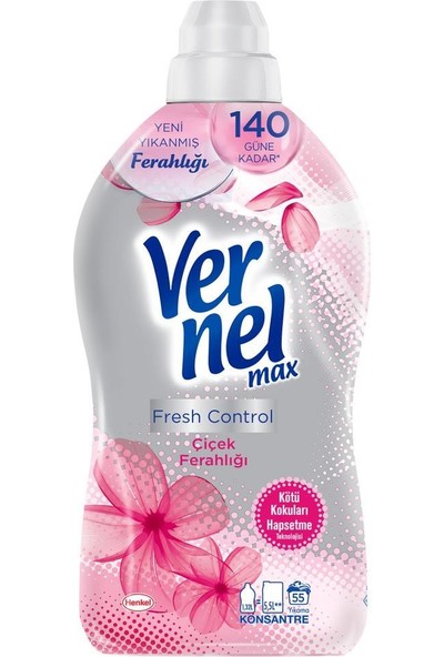Vernel Max Konsantre Çamaşır Yumuşatıcısı 2x1440ml Şakayık+H.Cevizi+ 2x1320ml Çiçek Ferahlığı+Buz Serinliği