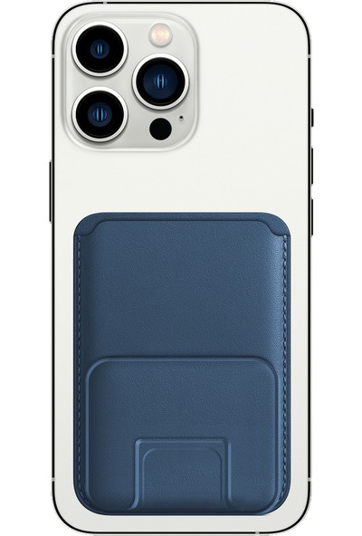 Buff iPhone Walletmag Stand Deri Cüzdan Blue