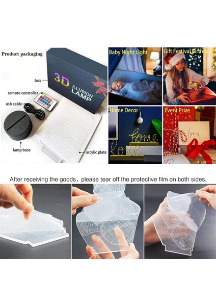Renk Değiştiren 3D Dekoratif Şekilli LED Lamba - 12 cm (Yurt Dışından) modelleri
