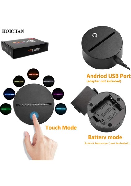 Renk Değiştiren 3D Dekoratif Şekilli LED Lamba - 12 cm (Yurt Dışından) fiyatları