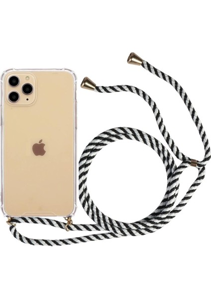 Apple iphone 13 Pro Max Kılıf Omuz Boyun Askılı Ipli Şeffaf Antişok X-Rop Kılıf Dört Köşeli Darbe Koruma