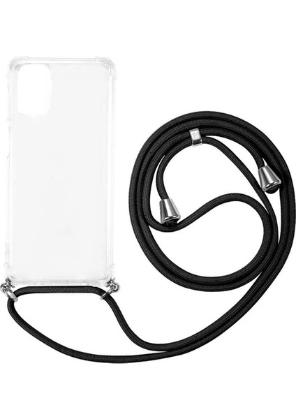 Samsung Galaxy M31 M315 Kılıf Omuz Boyun Askılı Ipli Şeffaf Antişok X-Rop Kılıf Dört Köşeli Darbe Koruma