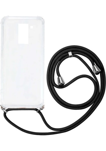 Samsung Galaxy S9 G960 Kılıf Omuz Boyun Askılı Ipli Şeffaf Antişok X-Rop Kılıf Dört Köşeli Darbe Koruma