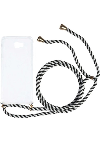 Samsung Galaxy J6 Plus J610 Kılıf Omuz Boyun Askılı Ipli Şeffaf Antişok X-Rop Kılıf Dört Köşeli Darbe Koruma