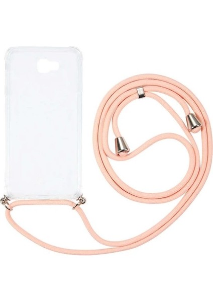 Samsung Galaxy J6 Plus J610 Kılıf Omuz Boyun Askılı Ipli Şeffaf Antişok X-Rop Kılıf Dört Köşeli Darbe Koruma