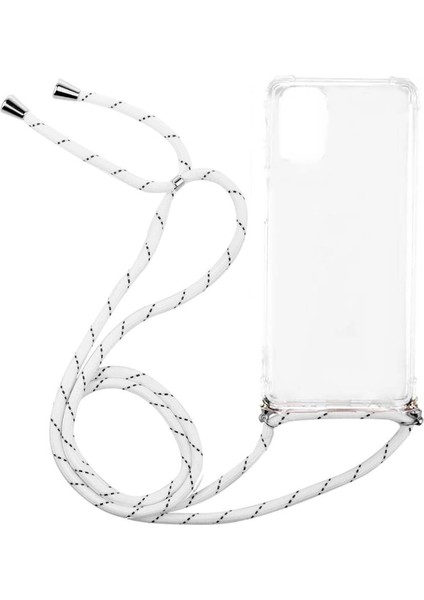Samsung Galaxy A81 Kılıf Omuz Boyun Askılı Ipli Şeffaf Antişok X-Rop Kılıf Dört Köşeli Darbe Koruma