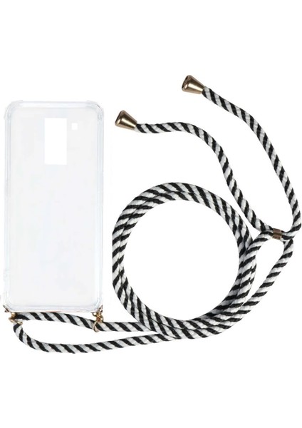 Samsung Galaxy S7 Edge Kılıf Omuz Boyun Askılı Ipli Şeffaf Antişok X-Rop Kılıf Dört Köşeli Darbe Koruma