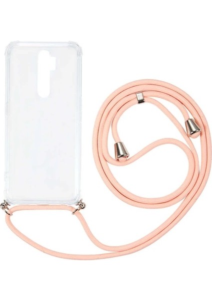 Oppo A9 2020 CPH1941 Kılıf Omuz Boyun Askılı Ipli Şeffaf Antişok X-Rop Kılıf Dört Köşeli Darbe Koruma