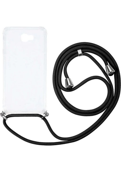 Samsung Galaxy J7 2016 J710 Kılıf Omuz Boyun Askılı Ipli Şeffaf Antişok X-Rop Kılıf Dört Köşeli Darbe Koruma