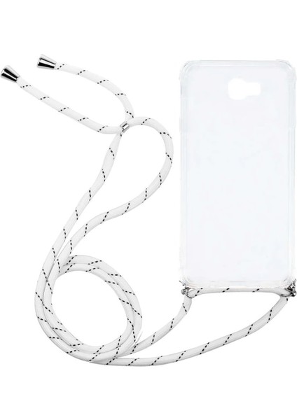 Samsung Galaxy J6 Plus J610 Kılıf Omuz Boyun Askılı Ipli Şeffaf Antişok X-Rop Kılıf Dört Köşeli Darbe Koruma