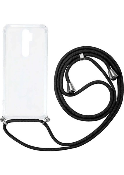 Oppo A9 2020 CPH1941 Kılıf Omuz Boyun Askılı Ipli Şeffaf Antişok X-Rop Kılıf Dört Köşeli Darbe Koruma