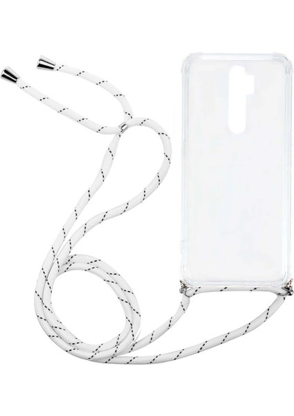 Oppo A9 2020 CPH1941 Kılıf Omuz Boyun Askılı Ipli Şeffaf Antişok X-Rop Kılıf Dört Köşeli Darbe Koruma