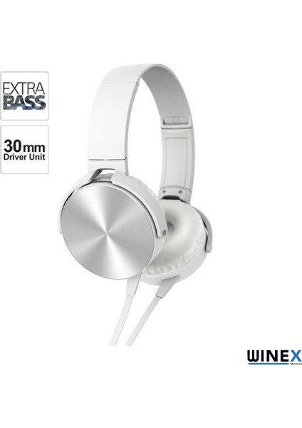Hd Extra Bass Kablolu Mikrofonlu Kulaklık Beyaz