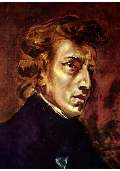 Fransız Sanatçı Eugène Delacroix Frédéric Chopin'in Portresi (1838) Tablo Ahşap Poster Dekoratif
