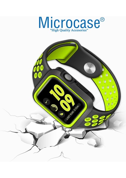 Apple Watch Uyumlu 7 45MM Armor Silikon Kılıf - Siyah-Yeşil KN06